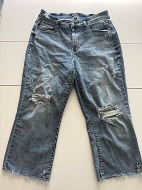 Judy Blue Wide Leg Distressed Cropped Jeans